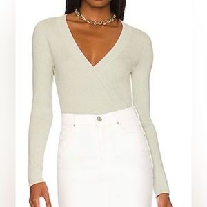 Revolve One Grey Day Cedric Long Sleeve Sweater Bodysuit Bayswater Green Small